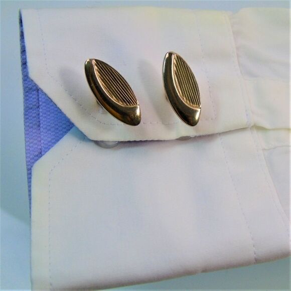 Mid Century Atomic Ellipse Cufflinks Gold Tone - Picture 6 of 6